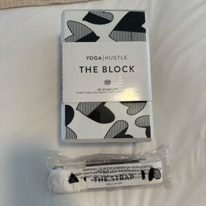 Yoga Hustle Black and White Yoga Block and strap